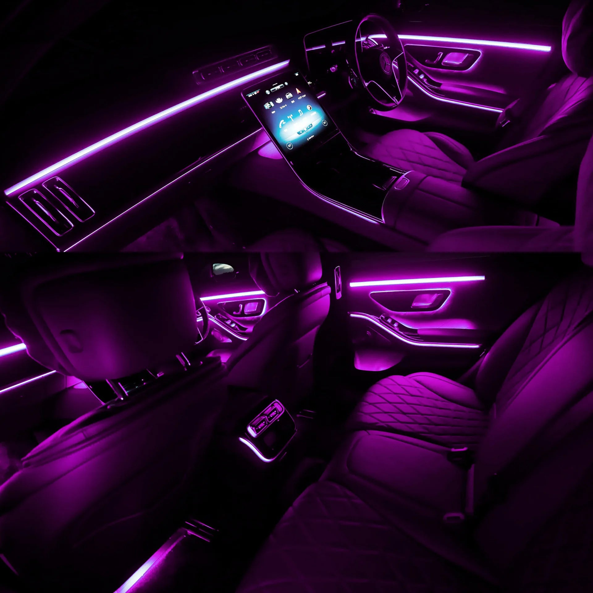 Yosovlamp Car Modification Decorative Light Versa Tucson Fiber Optic Atmosphere Light Color Wire Central Control for Car Decor