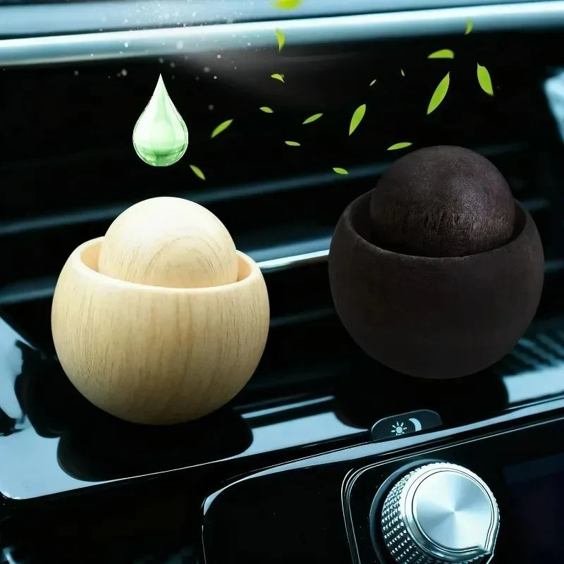 2Types Eco-Friendly Car Wood Egg Shape Vent Clip Diffuser for Essential Oils Odor Eliminator Auto Vent Air Freshener Accessories