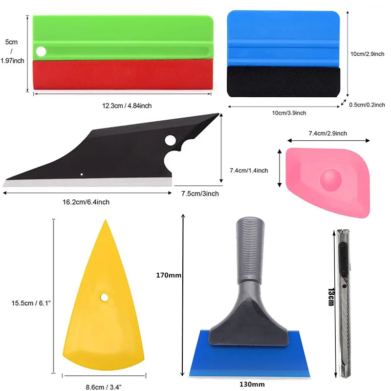 Car Vinyl Wrap Tool Kit Window Tint Tools Felt Squeegee Auto Vinyl Scraper Glass Protective Film Wrapping Installation Set