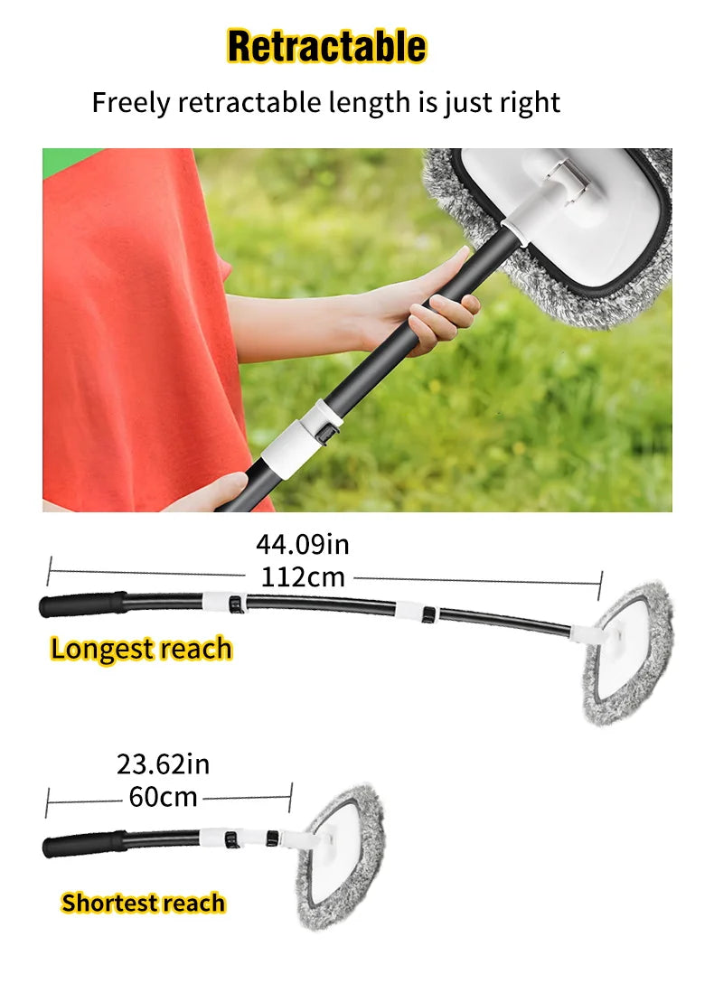 2025 New 15 Degree Bend Car Cleaning Brush Car Wash Brush 3-Section Broom Telescoping Long Handle Cleaning Mop Cleaning Tools