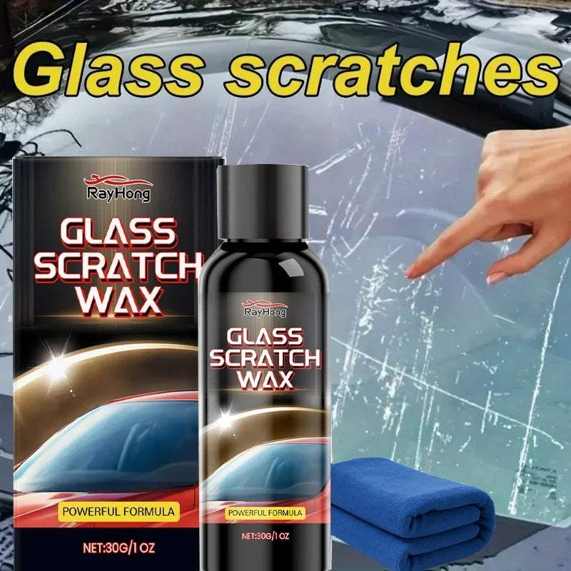 New Glass Scratch Repair Cream - Car Window and Bathroom Glass Polish, Window Glass Scratch Repair Renovation, Includes Sponge.