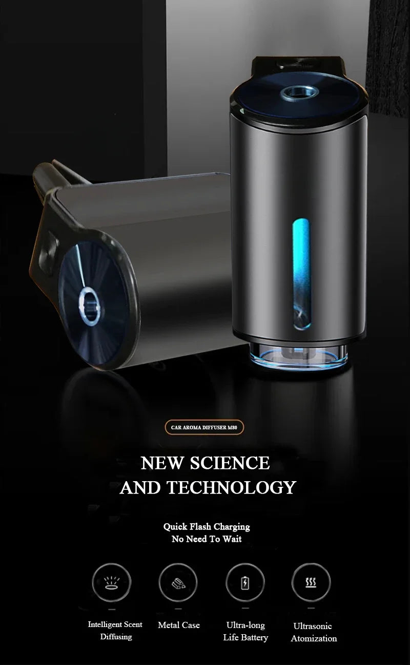 Car Air Freshener Electric Auto Aroma Diffuser Car Air Vent Essential Oil Mist Humidifier Fragrance Diffuser Aromatherapy