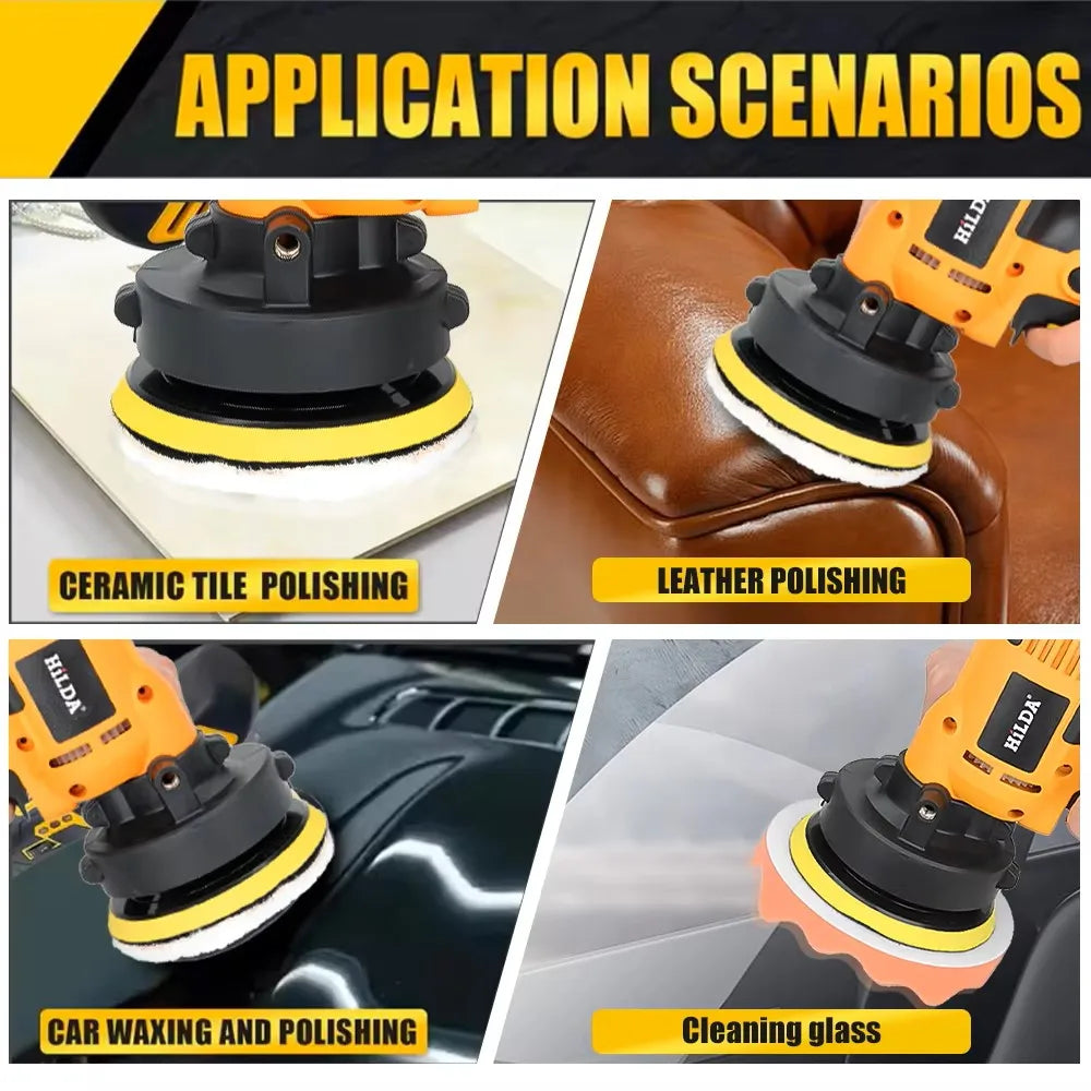 HILDA Electric Car Polisher Car Beauty Waxing Machine  Adjustable Speed Sanding Waxing Tools Automotive Polishing Scratch Repair