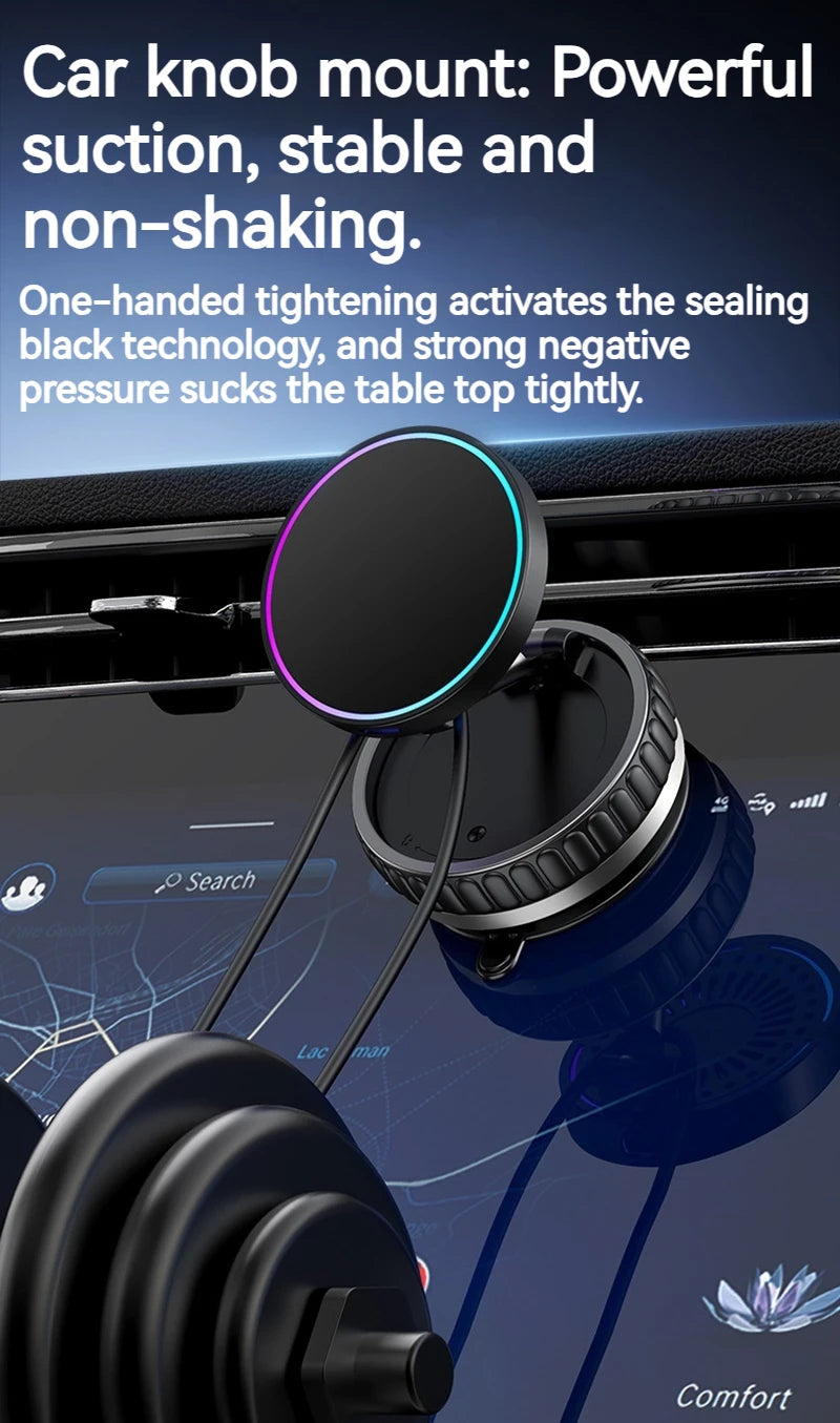 15W Portable K11 Vacuum Magnetic Charging Stand - Strong Suction & Multi-Angle Viewing for Car, Kitchen, Mirror & Fitness