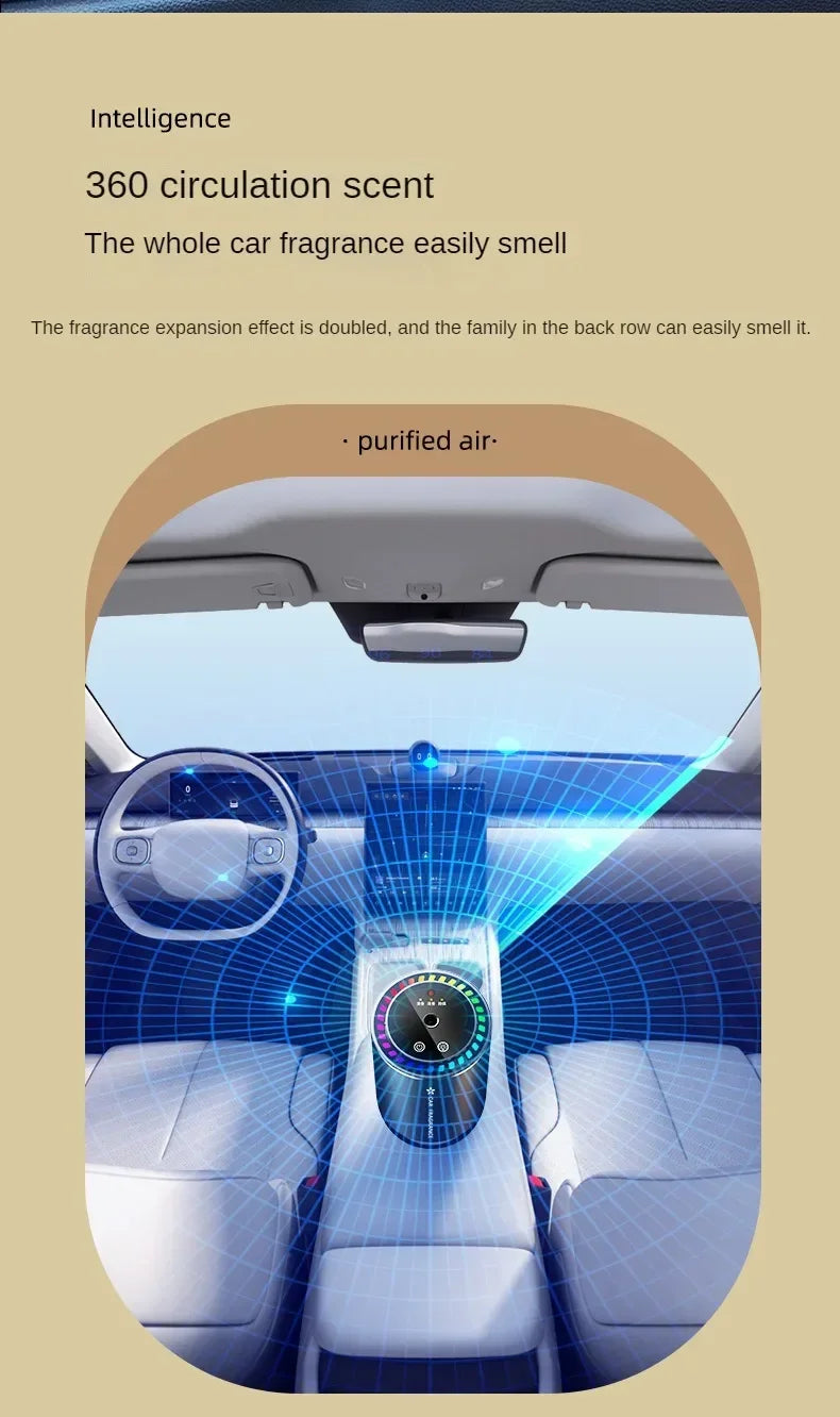 Car mounted perfume aromatherapy automatic spray odor removal aluminum alloy metal colorful atmosphere light star ceiling