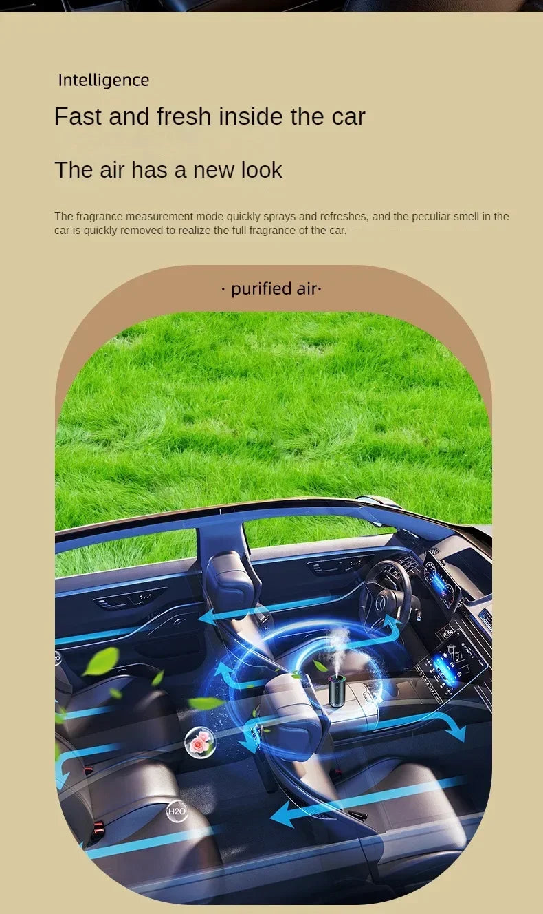 Car mounted perfume aromatherapy automatic spray odor removal aluminum alloy metal colorful atmosphere light star ceiling