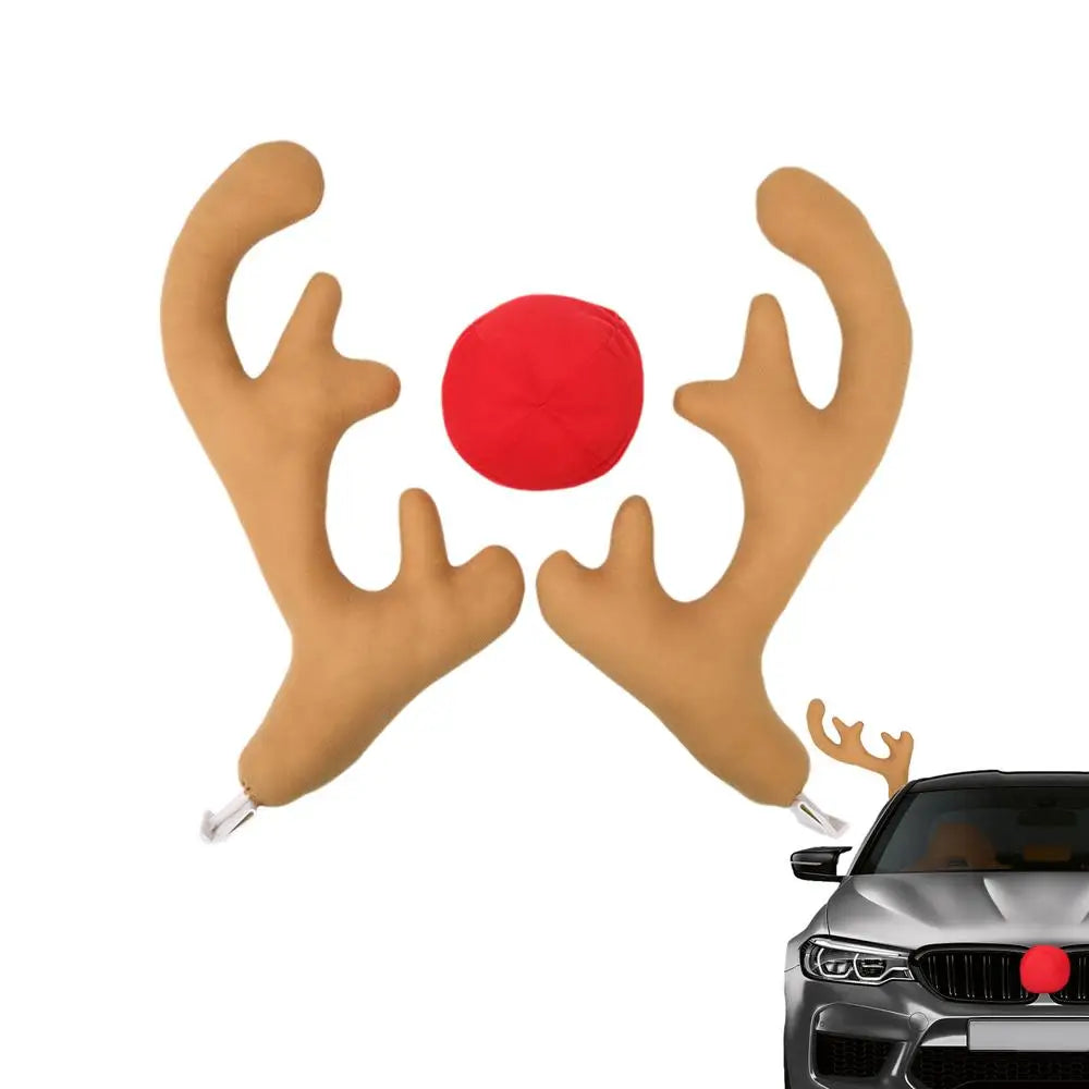 Car Christmas Reindeer Antler Decorations Reindeer Antlers Christmas Decor for SUVs Reindeer Auto Kit Christmas Car Decorations