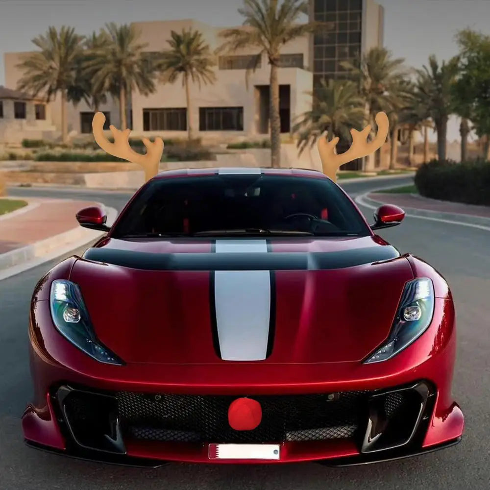 Car Christmas Reindeer Antler Decorations Reindeer Antlers Christmas Decor for SUVs Reindeer Auto Kit Christmas Car Decorations