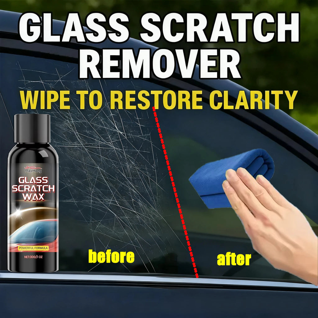 New Glass Scratch Repair Cream - Car Window and Bathroom Glass Polish, Window Glass Scratch Repair Renovation, Includes Sponge.
