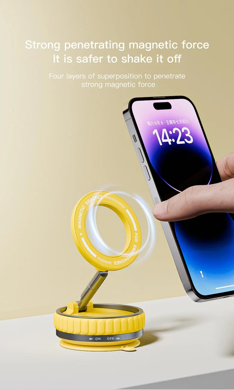 15W Portable K11 Vacuum Magnetic Charging Stand - Strong Suction & Multi-Angle Viewing for Car, Kitchen, Mirror & Fitness