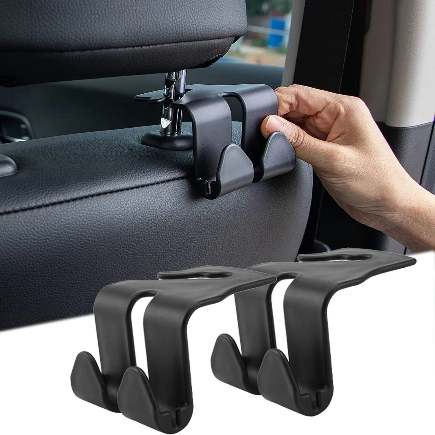 1/2PCS Car Seat Headrest Hook 4 Pack Hanger Storage Organizer Universal for Handbag Purse Coat Fit Universal Vehicle Car Black