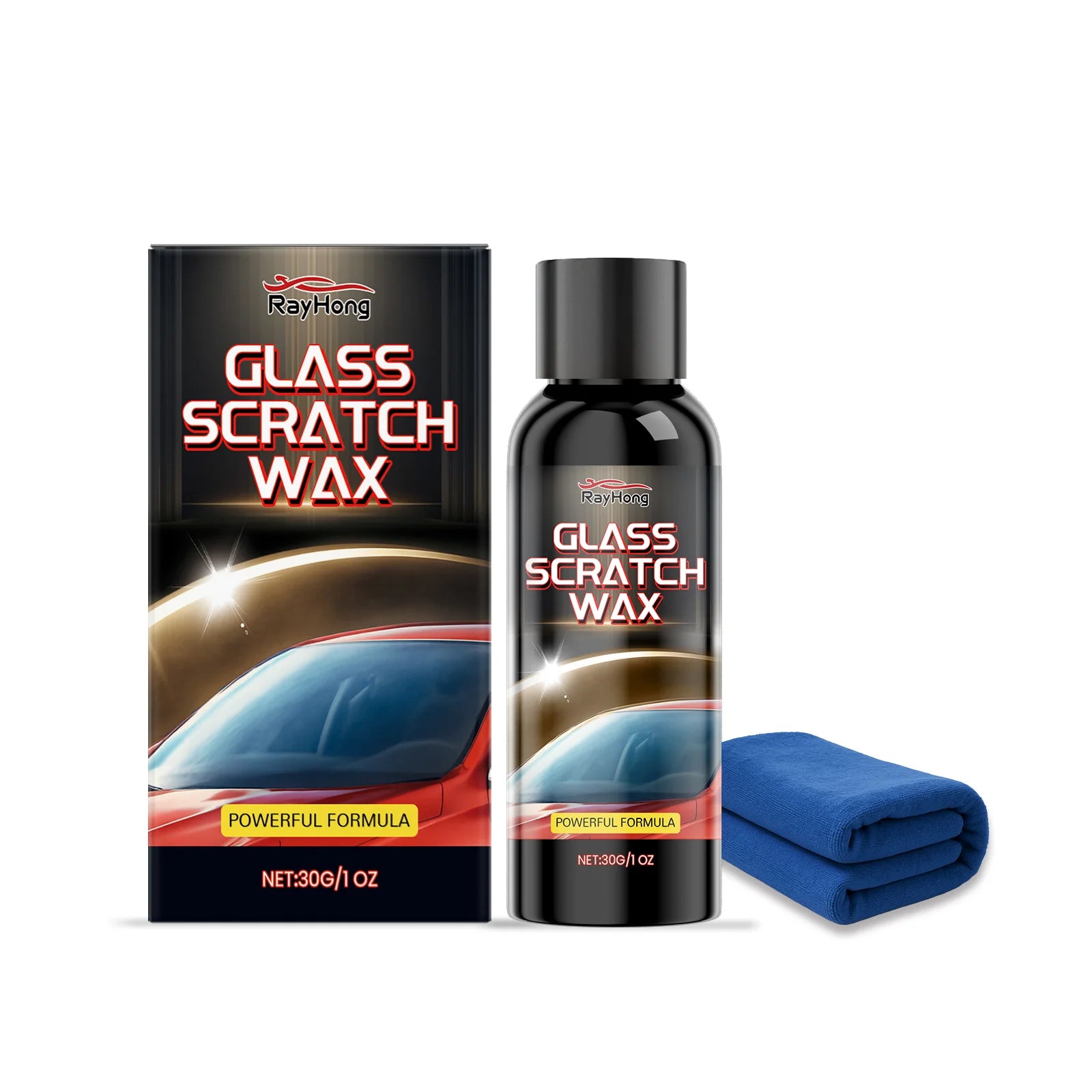 New Glass Scratch Repair Cream - Car Window and Bathroom Glass Polish, Window Glass Scratch Repair Renovation, Includes Sponge.