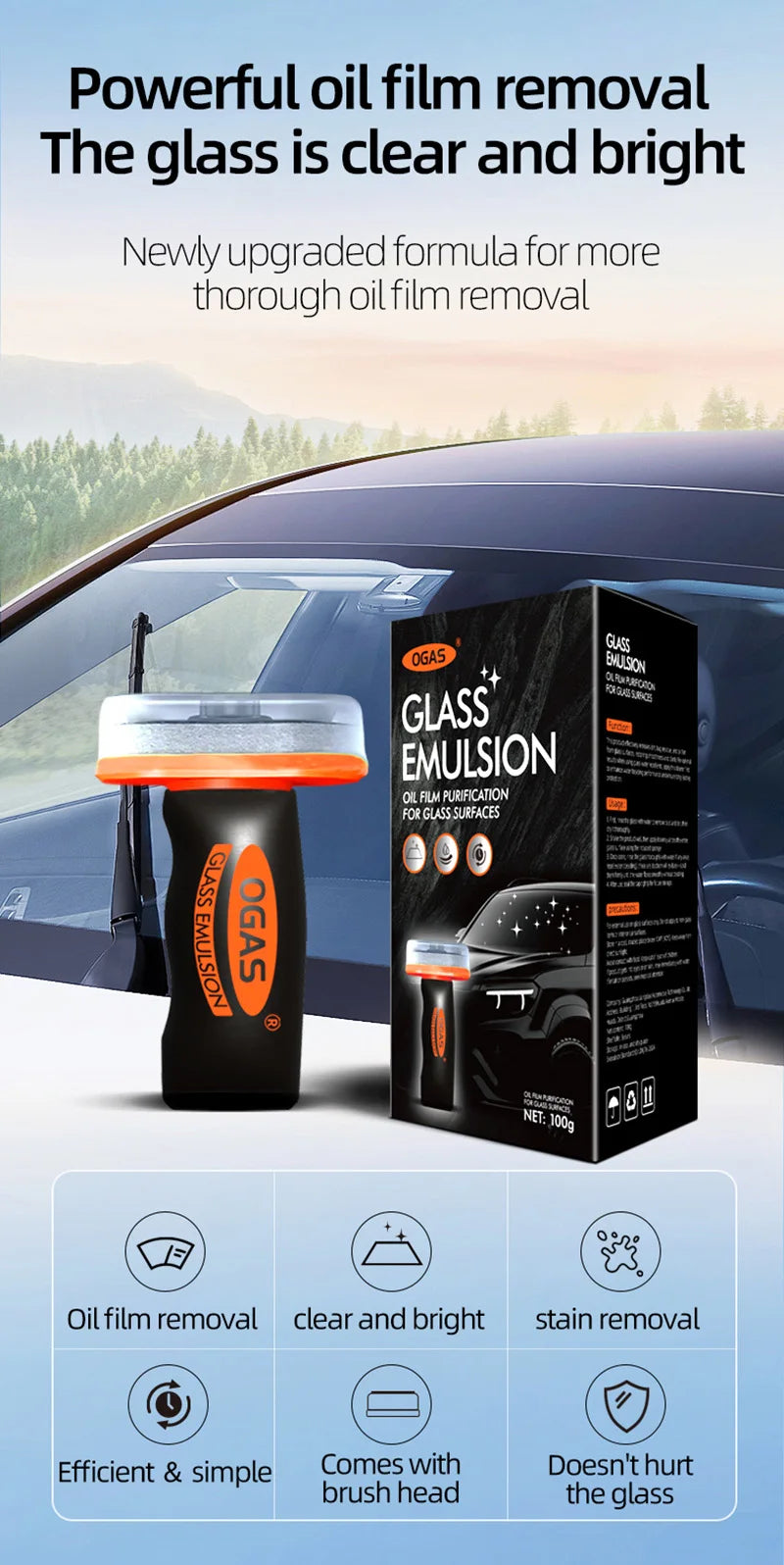 Xiaomi Car Glass Cleaner Gel & Foam Windshield Watermark Remover Anti-Fog Coating, Fast Cleaning for Car Windows, Safe Rainproof