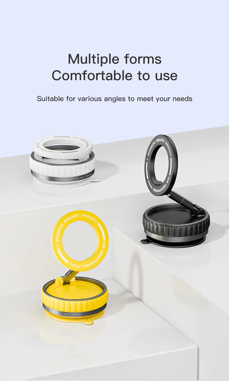 15W Portable K11 Vacuum Magnetic Charging Stand - Strong Suction & Multi-Angle Viewing for Car, Kitchen, Mirror & Fitness