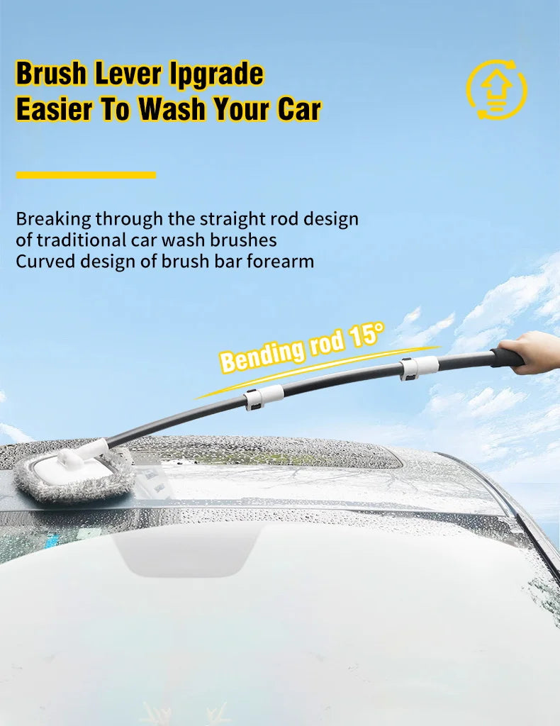 2025 New 15 Degree Bend Car Cleaning Brush Car Wash Brush 3-Section Broom Telescoping Long Handle Cleaning Mop Cleaning Tools