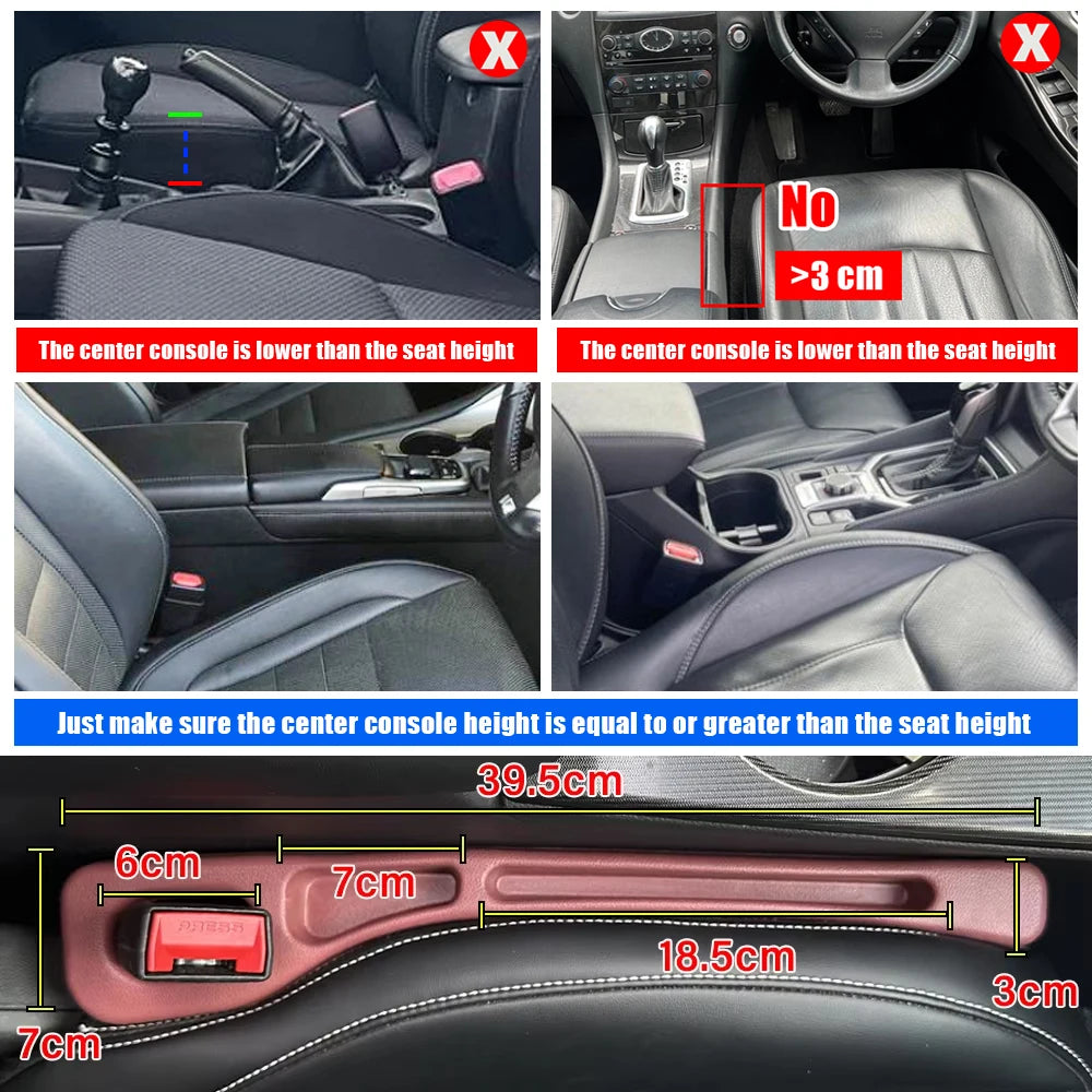 2pcs Car Seat Gap Filler Organizer Waterproof Car Seat Gap Plug Strip with 2 Grooves Seat Gap Storage Auto Interior Accessories