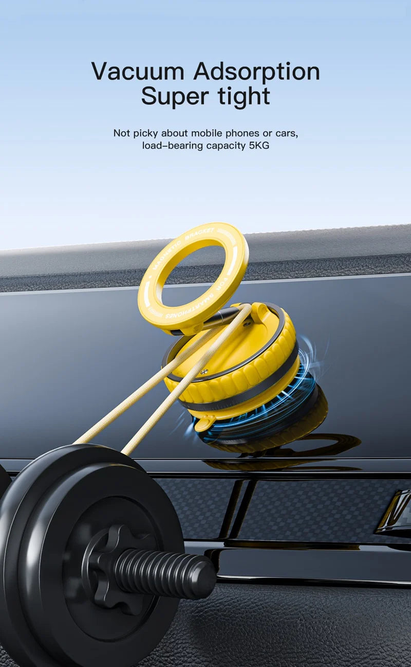 15W Portable K11 Vacuum Magnetic Charging Stand - Strong Suction & Multi-Angle Viewing for Car, Kitchen, Mirror & Fitness