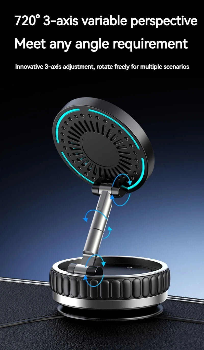 15W Portable K11 Vacuum Magnetic Charging Stand - Strong Suction & Multi-Angle Viewing for Car, Kitchen, Mirror & Fitness