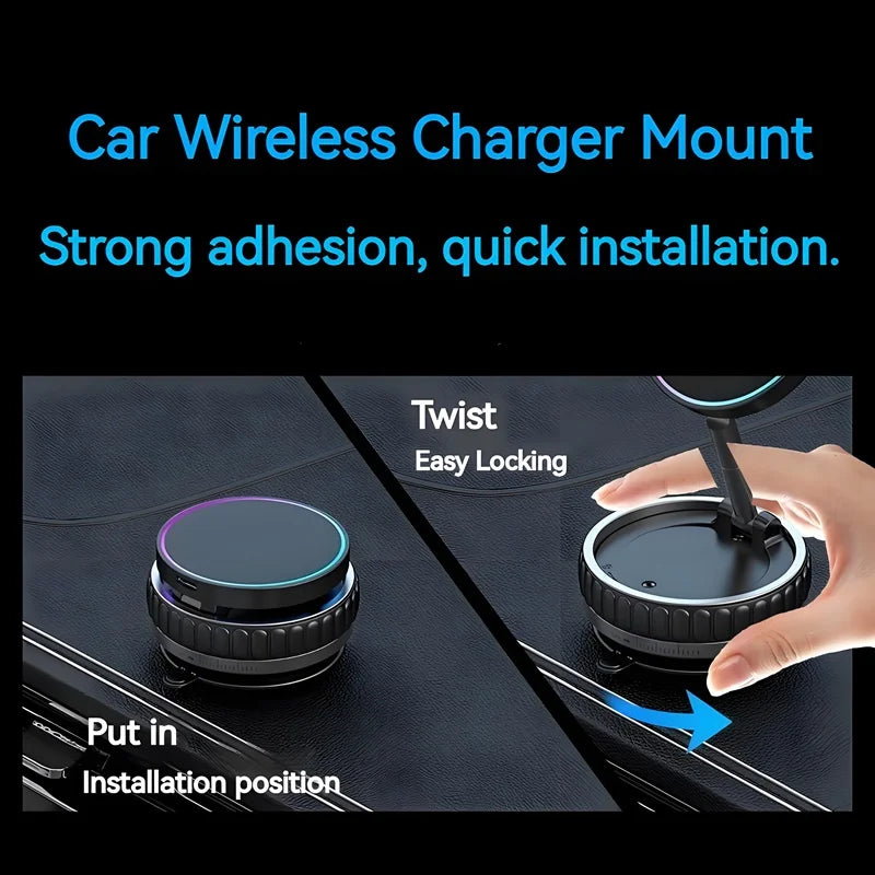 15W Portable K11 Vacuum Magnetic Charging Stand - Strong Suction & Multi-Angle Viewing for Car, Kitchen, Mirror & Fitness