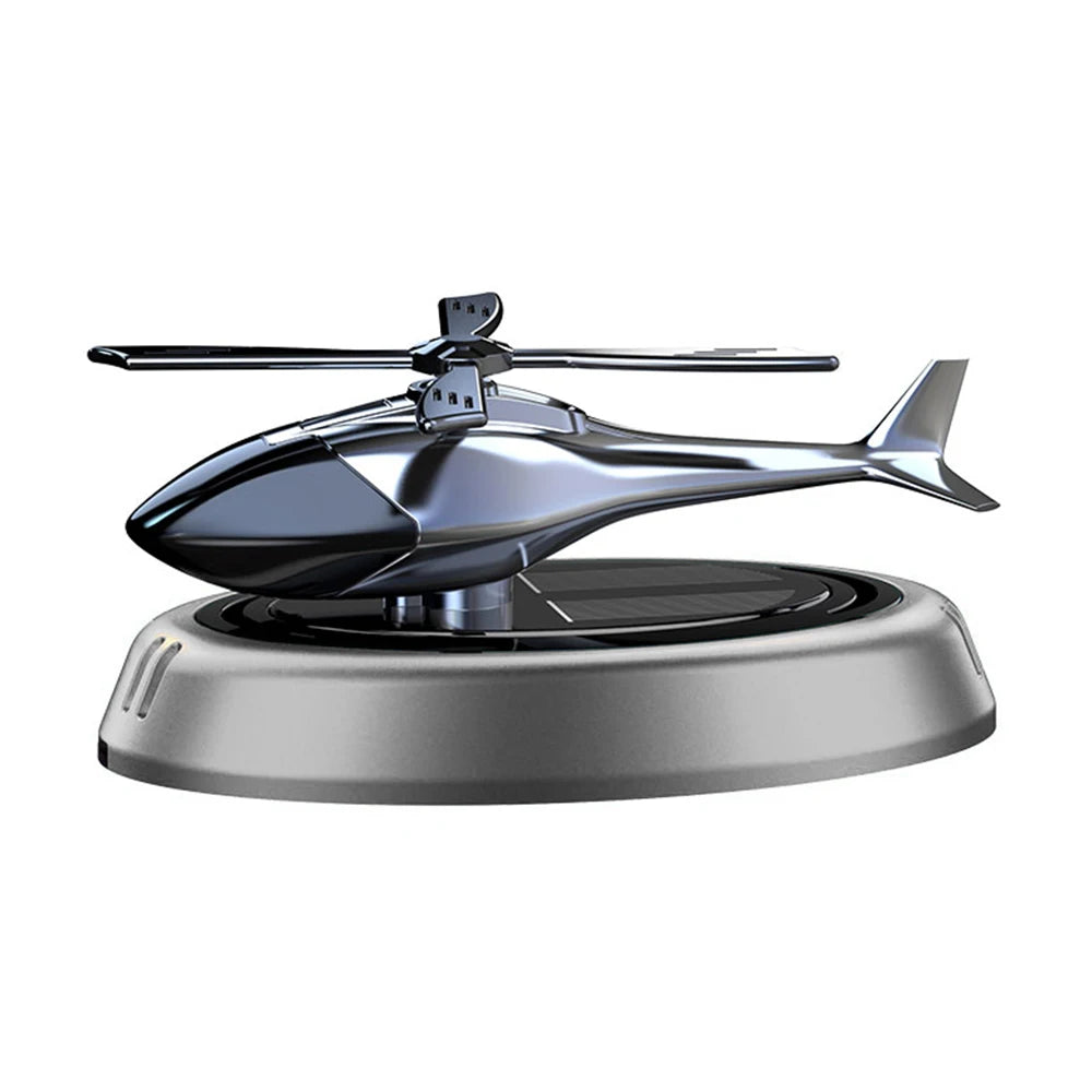 Solar Powered Rotation Helicopter Solar Aromatherapy Car Air Freshener Alloy+ABS Wooden Fragrance Auto Aroma Diffuser