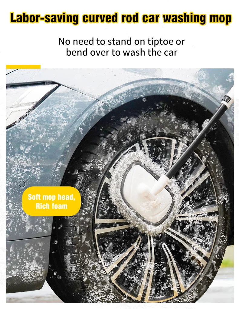 2025 New 15 Degree Bend Car Cleaning Brush Car Wash Brush 3-Section Broom Telescoping Long Handle Cleaning Mop Cleaning Tools