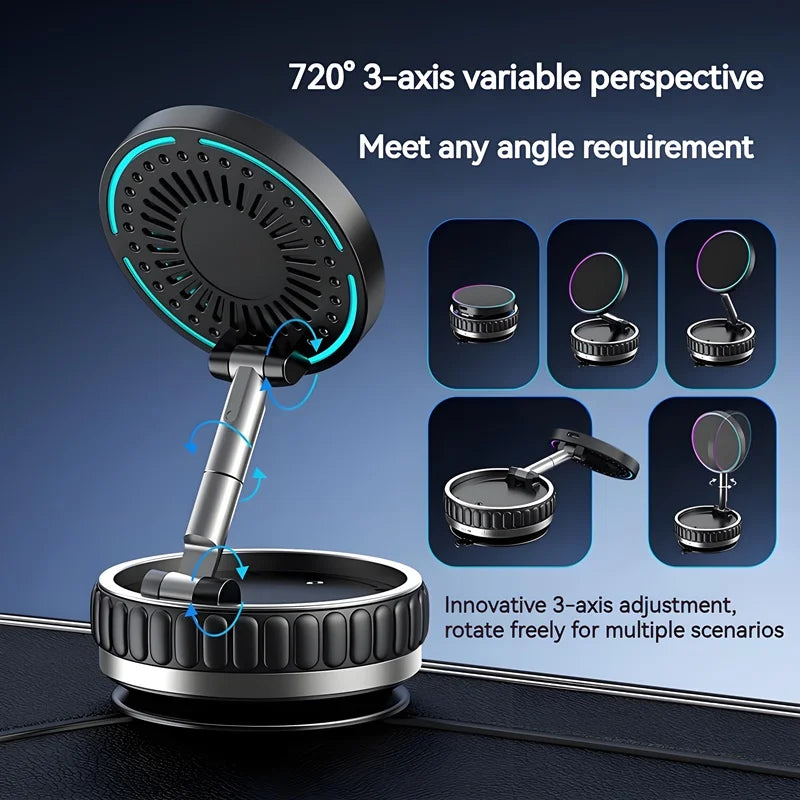 15W Portable K11 Vacuum Magnetic Charging Stand - Strong Suction & Multi-Angle Viewing for Car, Kitchen, Mirror & Fitness