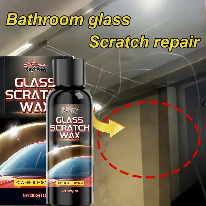 New Glass Scratch Repair Cream - Car Window and Bathroom Glass Polish, Window Glass Scratch Repair Renovation, Includes Sponge.