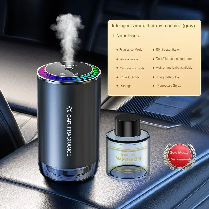 Car mounted perfume aromatherapy automatic spray odor removal aluminum alloy metal colorful atmosphere light star ceiling