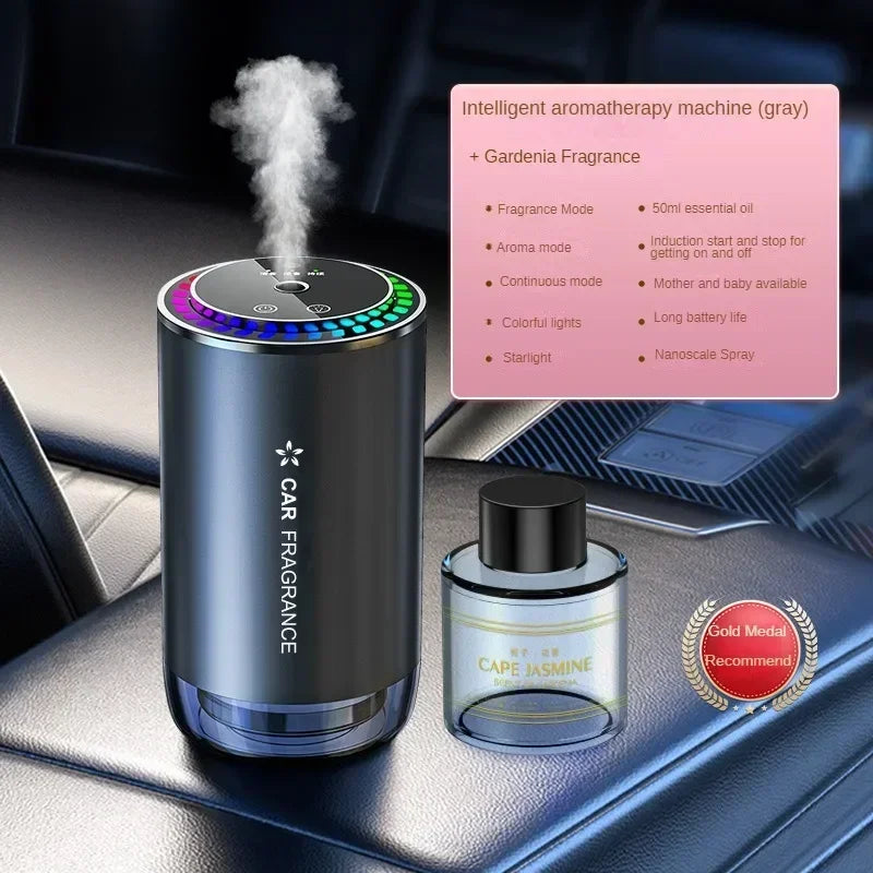 Car mounted perfume aromatherapy automatic spray odor removal aluminum alloy metal colorful atmosphere light star ceiling