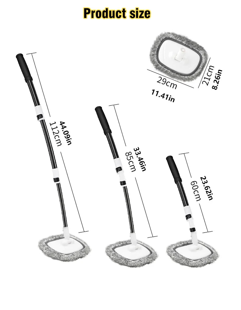 2025 New 15 Degree Bend Car Cleaning Brush Car Wash Brush 3-Section Broom Telescoping Long Handle Cleaning Mop Cleaning Tools