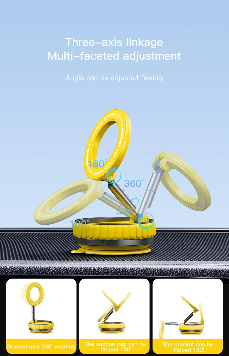 15W Portable K11 Vacuum Magnetic Charging Stand - Strong Suction & Multi-Angle Viewing for Car, Kitchen, Mirror & Fitness