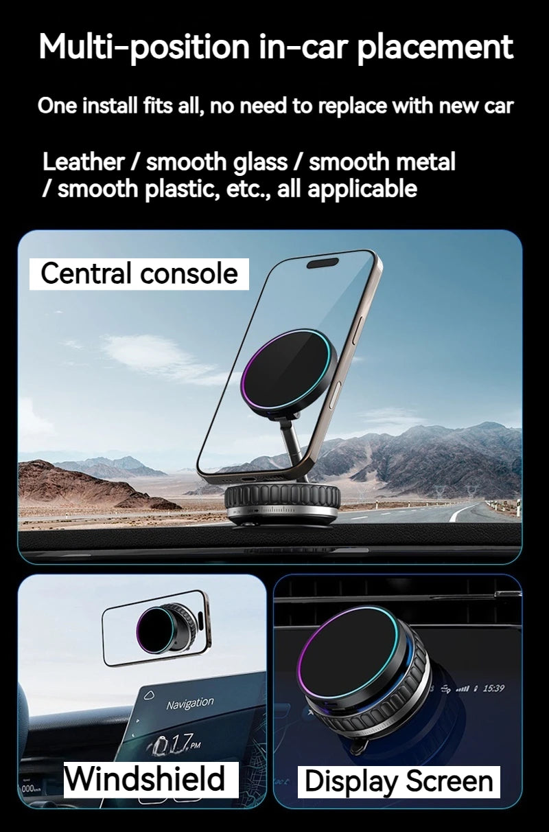 15W Portable K11 Vacuum Magnetic Charging Stand - Strong Suction & Multi-Angle Viewing for Car, Kitchen, Mirror & Fitness