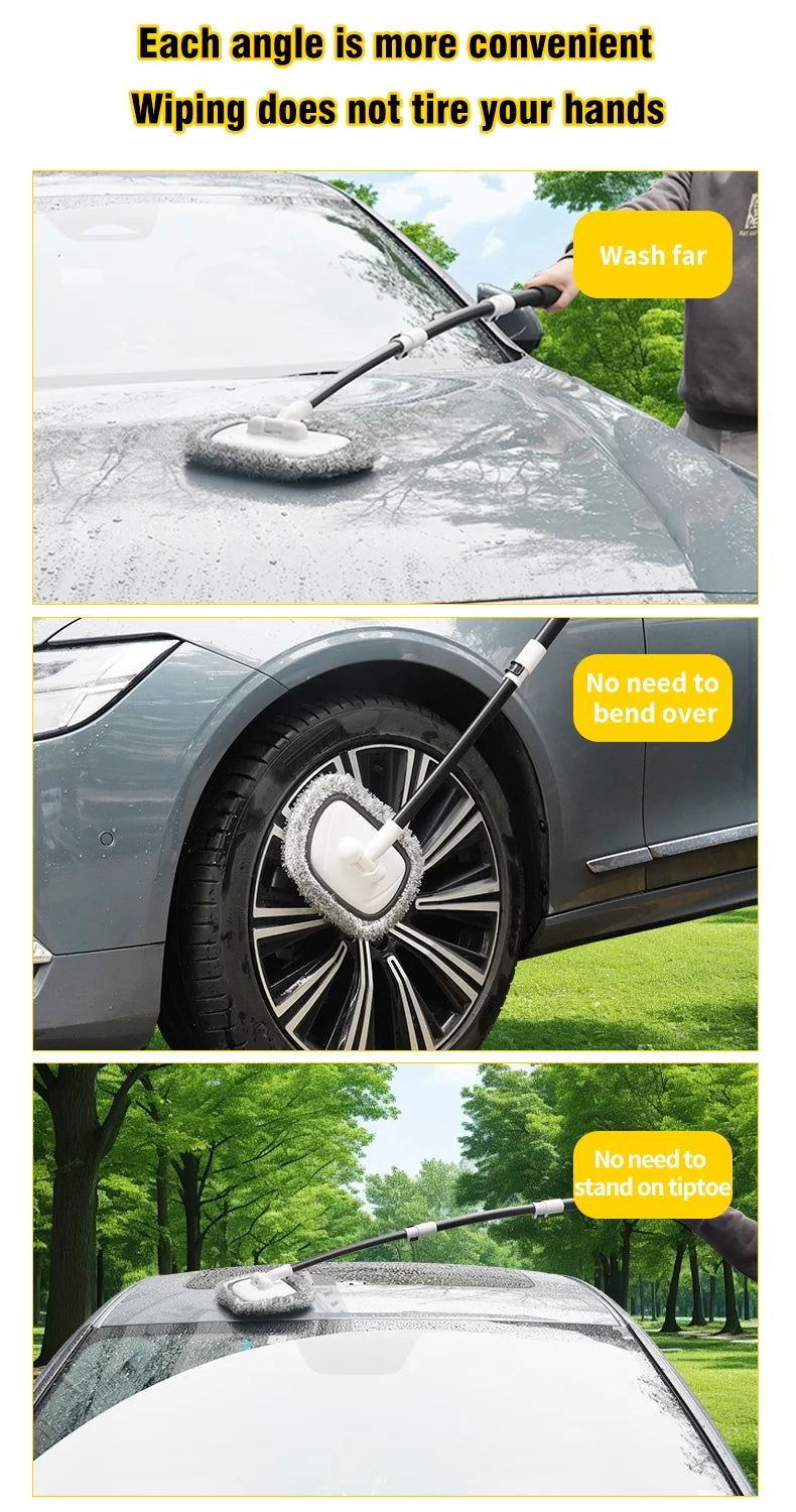 2025 New 15 Degree Bend Car Cleaning Brush Car Wash Brush 3-Section Broom Telescoping Long Handle Cleaning Mop Cleaning Tools