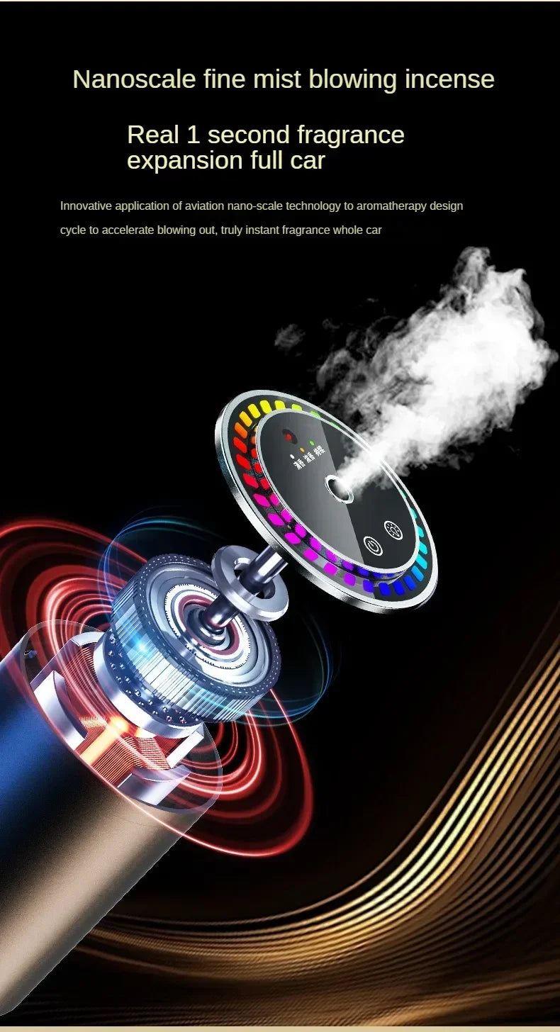 Car mounted perfume aromatherapy automatic spray odor removal aluminum alloy metal colorful atmosphere light star ceiling