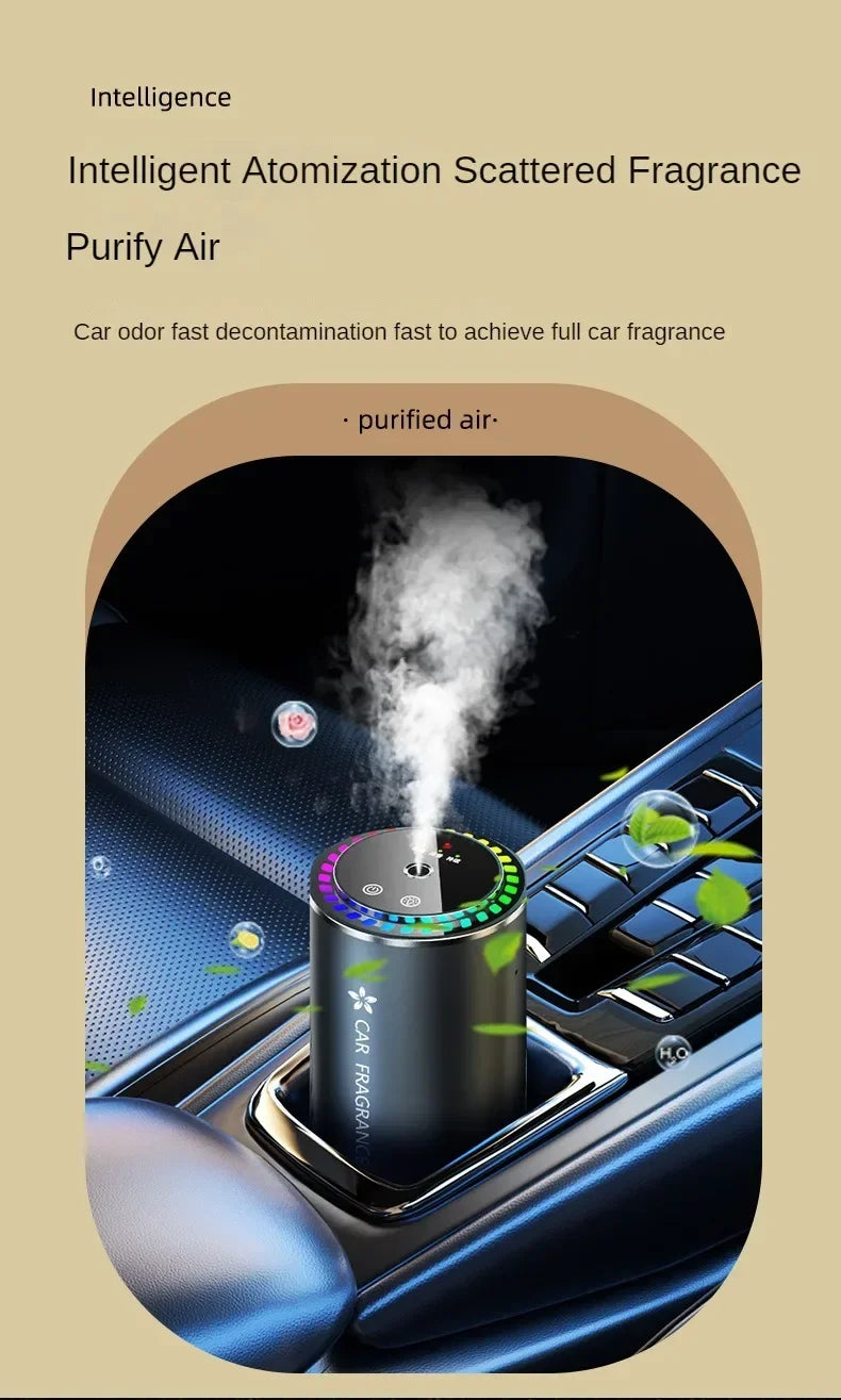 Car mounted perfume aromatherapy automatic spray odor removal aluminum alloy metal colorful atmosphere light star ceiling