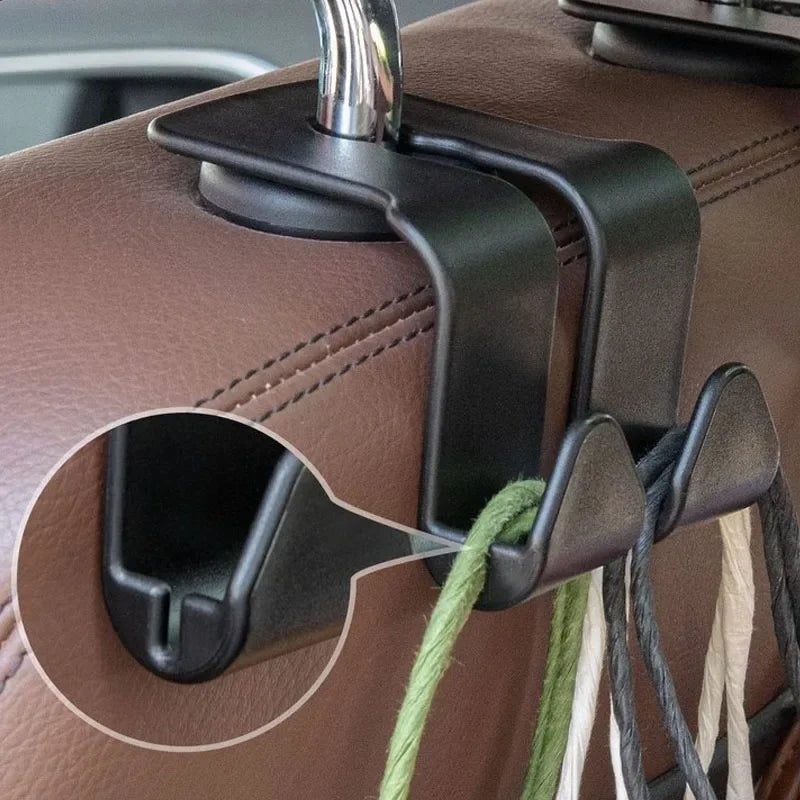 1/2PCS Car Seat Headrest Hook 4 Pack Hanger Storage Organizer Universal for Handbag Purse Coat Fit Universal Vehicle Car Black