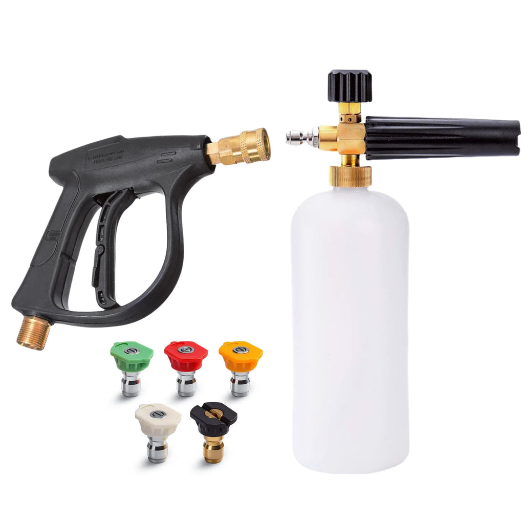 High - Pressure Washer Set - 300 bar, Multi - Purpose, 1L Foam Cannon, 5 Nozzles, M22 - 14 Connection, 1/4 Quick Connect