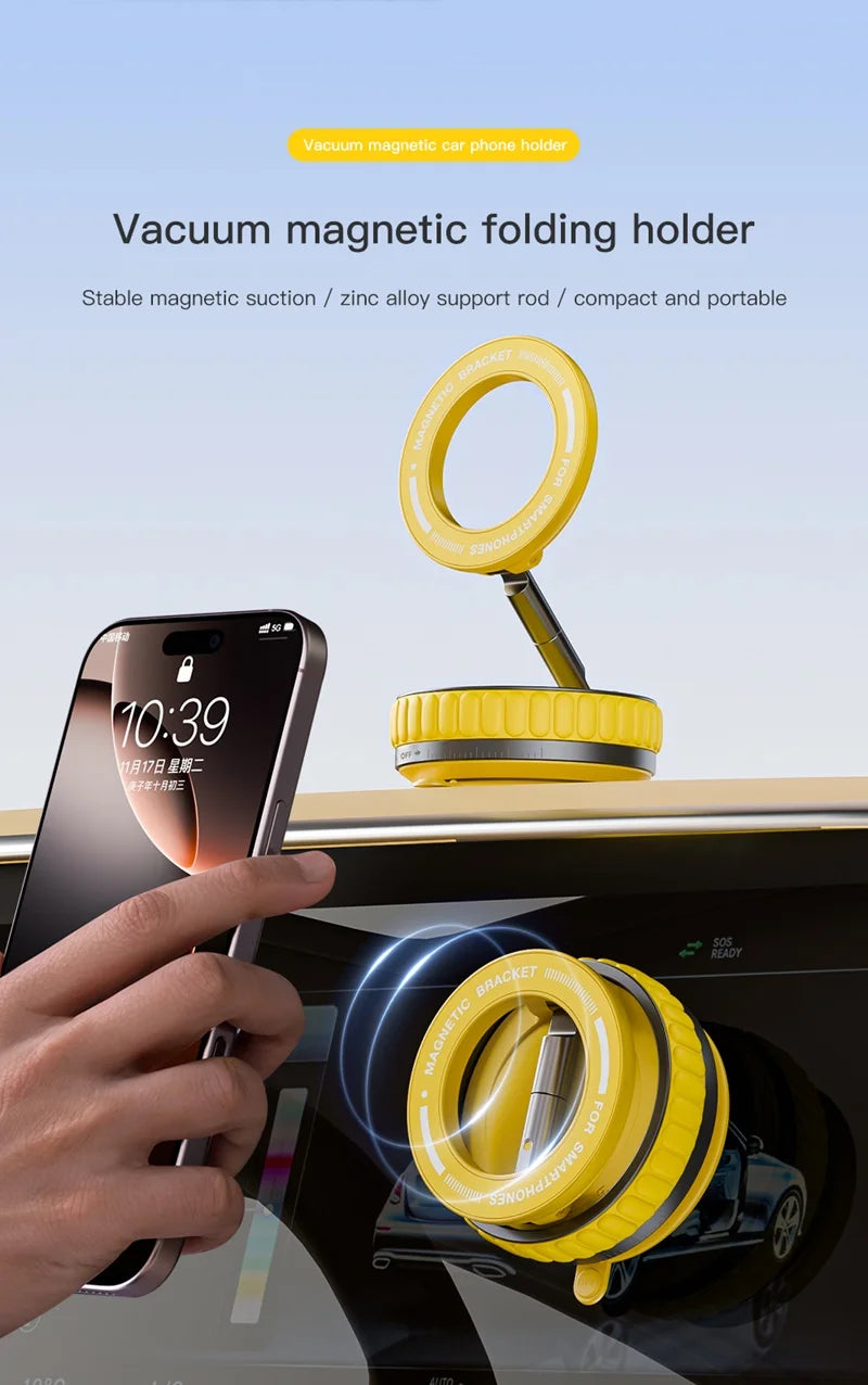 15W Portable K11 Vacuum Magnetic Charging Stand - Strong Suction & Multi-Angle Viewing for Car, Kitchen, Mirror & Fitness