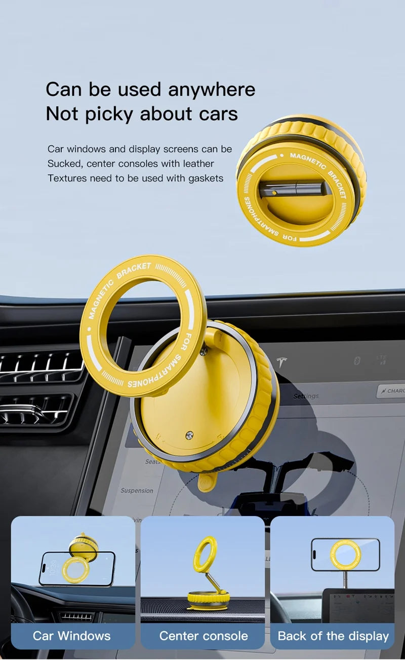 15W Portable K11 Vacuum Magnetic Charging Stand - Strong Suction & Multi-Angle Viewing for Car, Kitchen, Mirror & Fitness