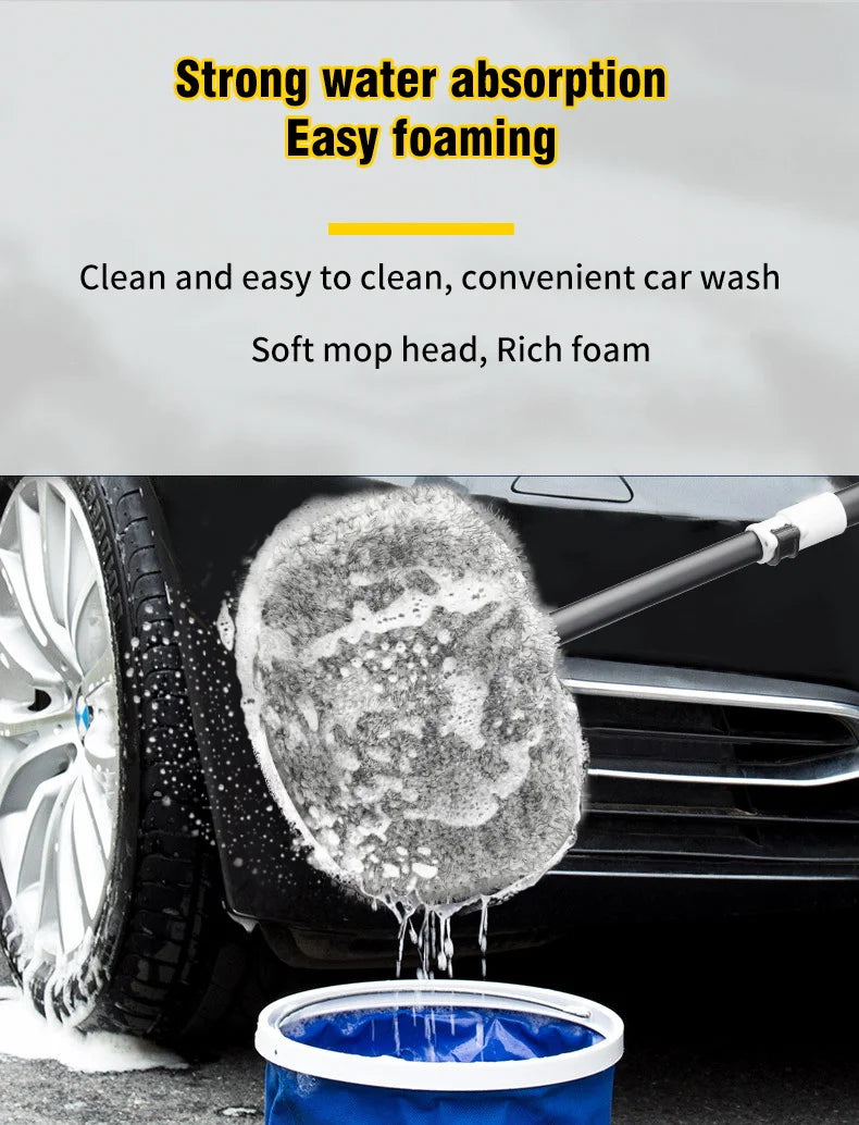 2025 New 15 Degree Bend Car Cleaning Brush Car Wash Brush 3-Section Broom Telescoping Long Handle Cleaning Mop Cleaning Tools